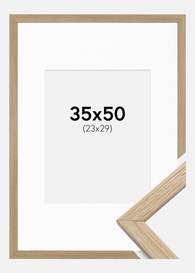 Cadre Stilren Verre acrylique Chêne 35x50 cm - Passe-partout Blanc 24x30 cm