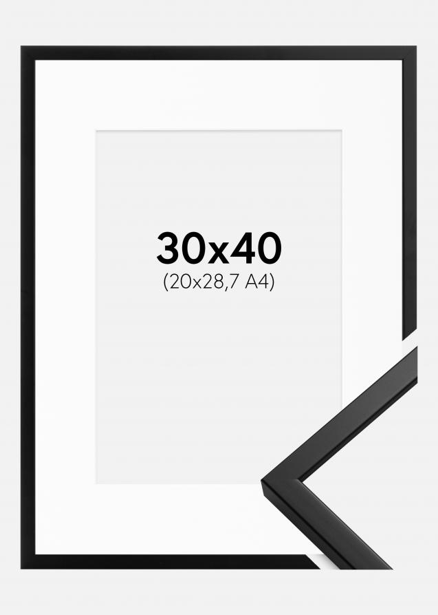 Cadre Oslo Noir 30x40 cm - Passe-partout Blanc 21x29,7 cm (A4)