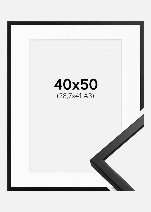 Cadre Oslo Noir 40x50 cm - Passe-partout Blanc 29,7x42 cm (A3)