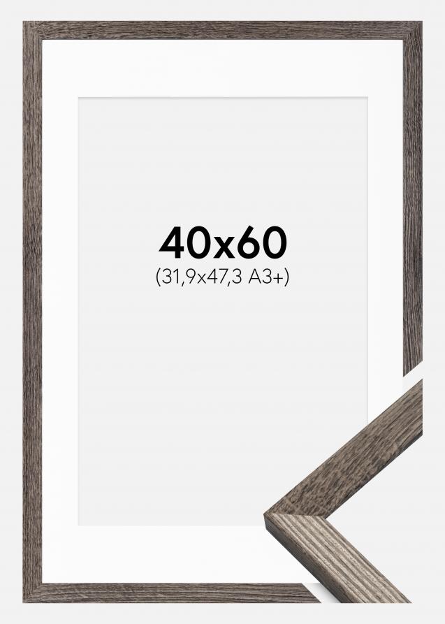 Cadre Fiorito Noyer 40x60 cm - Passe-partout Blanc 32,9x48,3 cm (A3+)