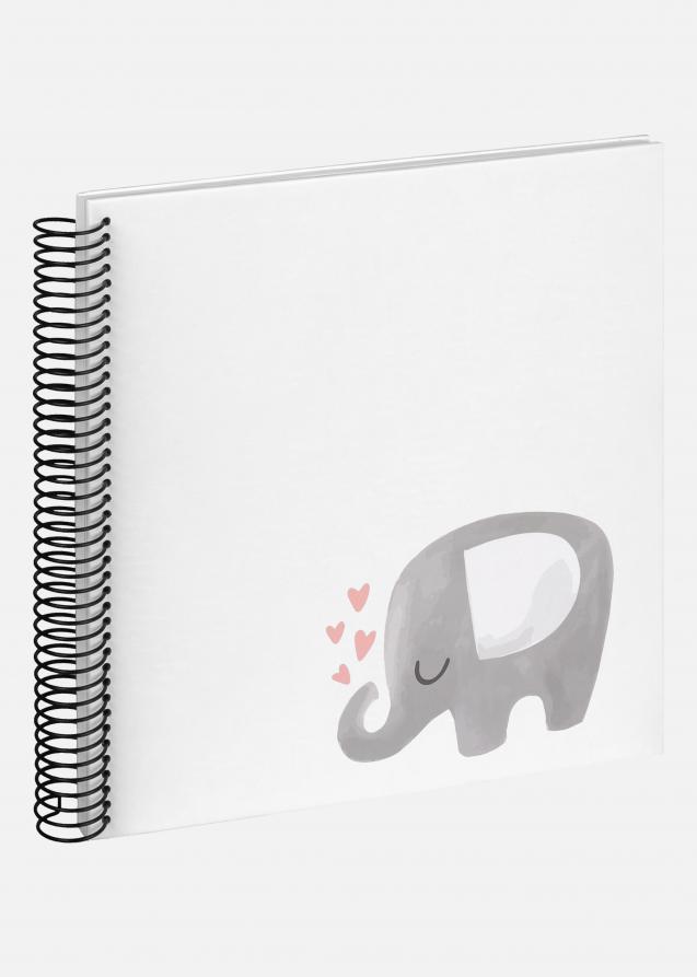 Baby Elephant Hearting Album à spirale Blanc - 24x24 cm (40 Pages blanches)