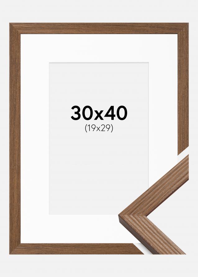 Cadre Fiorito Chêne Foncé 30x40 cm - Passe-partout Blanc 20x30 cm
