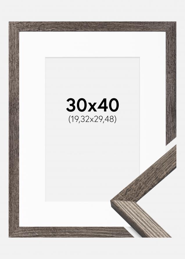 Cadre Fiorito Noyer 30x40 cm - Passe-partout Blanc 8x12 pouces