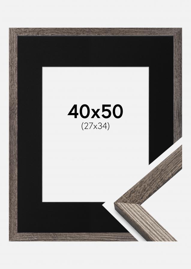 Cadre Fiorito Noyer 40x50 cm - Passe-partout Noir 28x35 cm