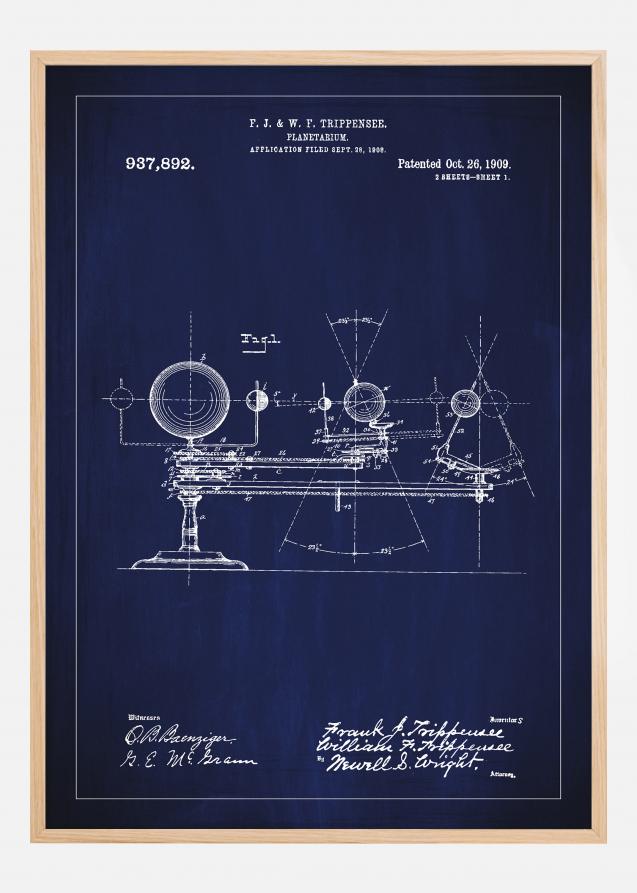 Dessin de brevet - Planétarium - Bleu Poster