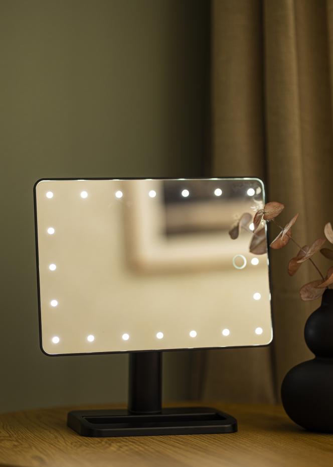 KAILA Miroir de maquillage LED m. Haut-parleur Bluetooth Noir 18x30 cm