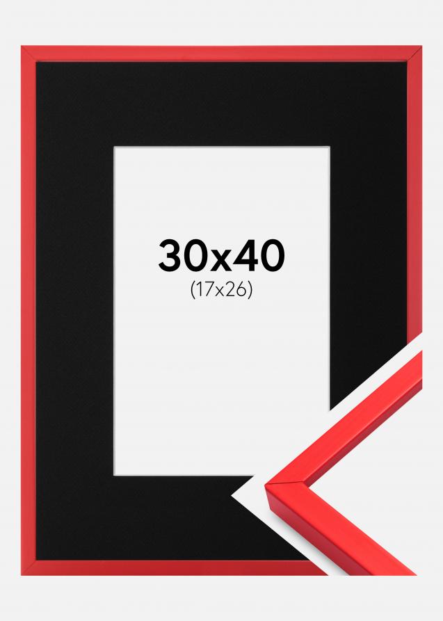 Cadre E-Line Rouge 30x40 cm - Passe-partout Noir 18x27 cm