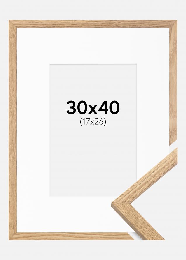 Cadre Trendy Chêne 30x40 cm - Passe-partout Blanc 18x27 cm
