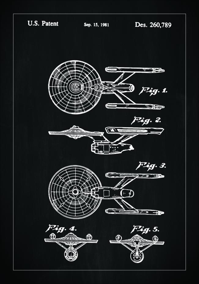Dessin de brevet - Star Trek - USS Enterprise - Noir Poster