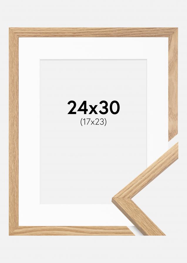 Cadre Trendy Chêne 24x30 cm - Passe-partout Blanc 18x24 cm
