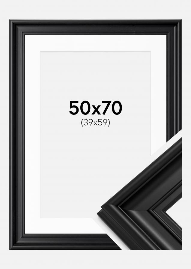Cadre Mora Premium Noir 50x70 cm - Passe-partout Blanc 40x60 cm
