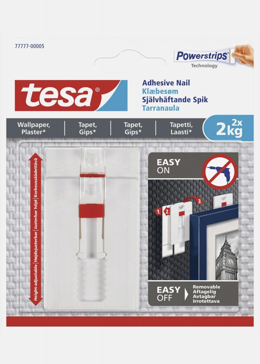Tesa - Clou autocollant réglable pour tous types de murs (max 2x2kg)