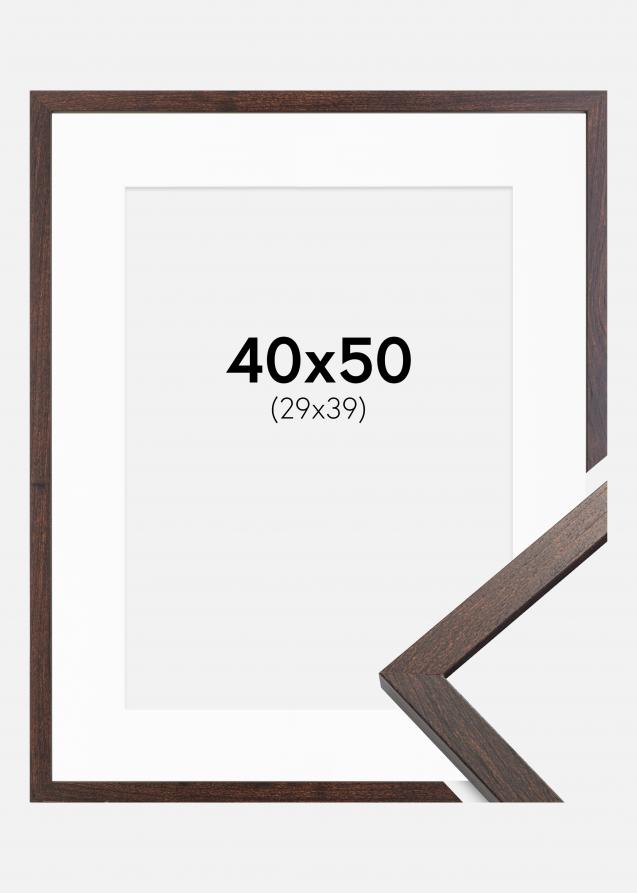 Cadre Trendy Noyer 40x50 cm - Passe-partout Blanc 30x40 cm