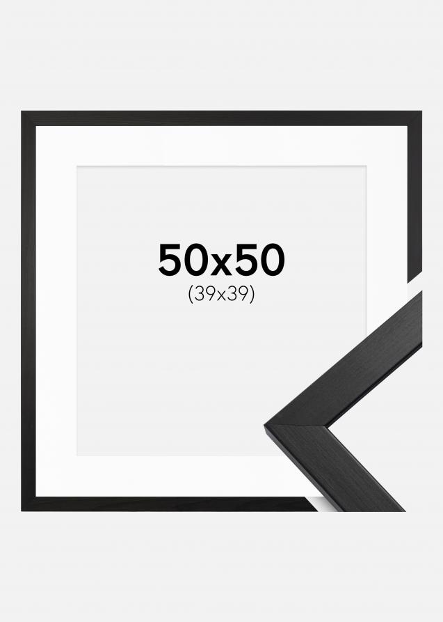 Cadre Stilren Verre acrylique Noir 50x50 cm - Passe-partout Blanc 40x40 cm