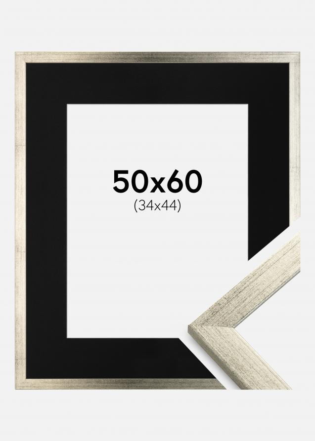 Cadre Stilren Argent 50x60 cm - Passe-partout Noir 35x45 cm