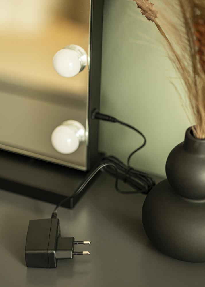 KAILA Miroir de maquillage Base LED 14 Noir 56x46 cm