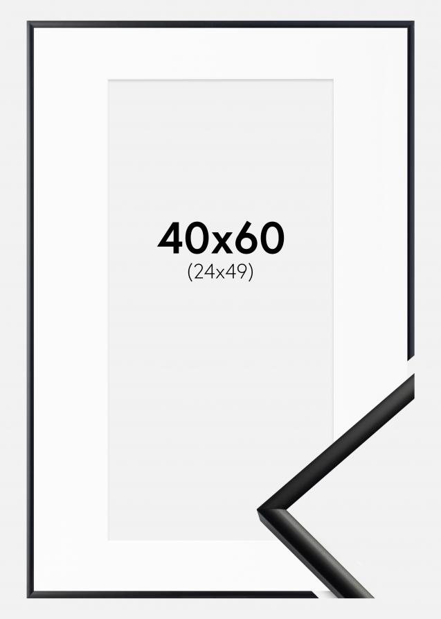 Cadre New Lifestyle Mat Noir 40x60 cm - Passe-partout Blanc 25x50 cm