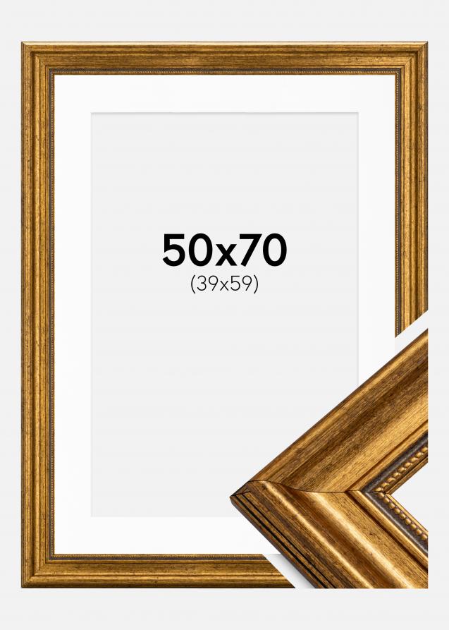 Cadre Rococo Or 50x70 cm - Passe-partout Blanc 40x60 cm