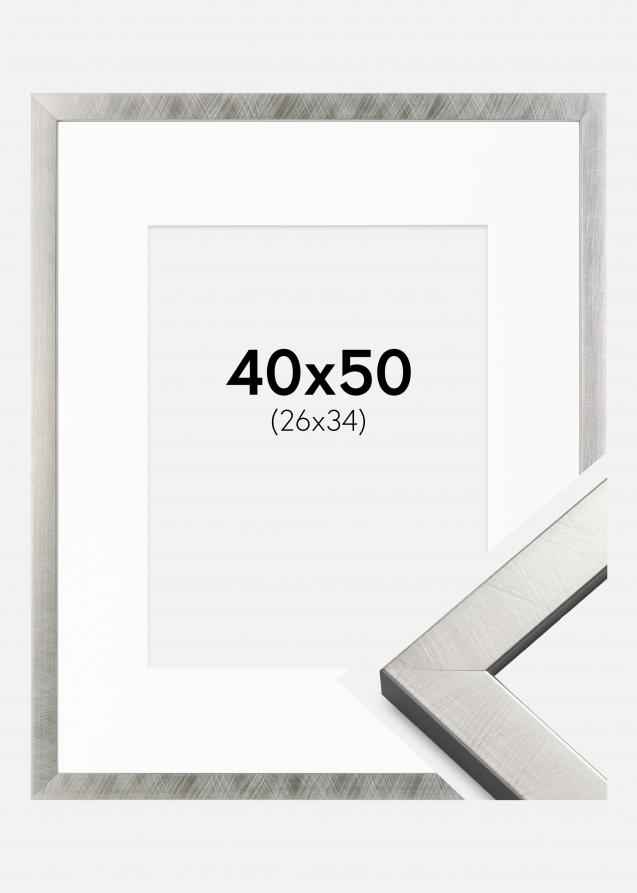 Cadre Uppsala Argent 40x50 cm - Passe-partout Blanc 27x35 cm