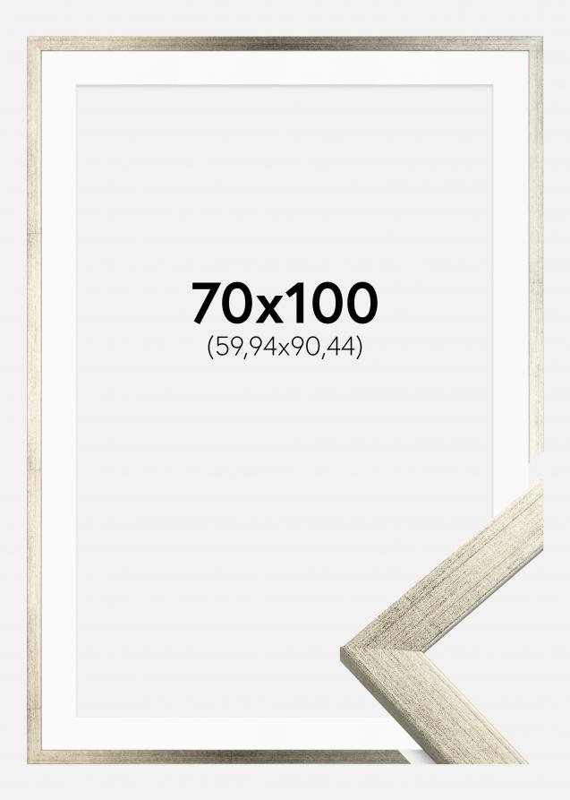 Cadre Stilren Argent 70x100 cm - Passe-partout Blanc 24x36 pouces