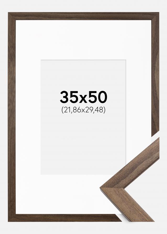 Cadre Stilren Noyer 35x50 cm - Passe-partout Blanc 9x12 pouces