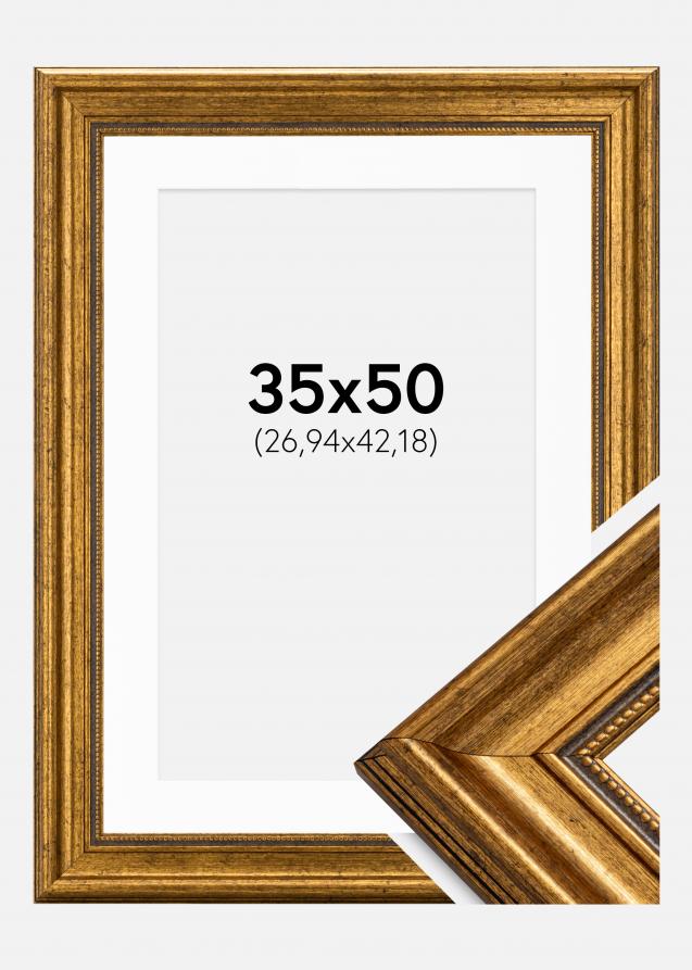 Cadre Rococo Or 35x50 cm - Passe-partout Blanc 11x17 pouces