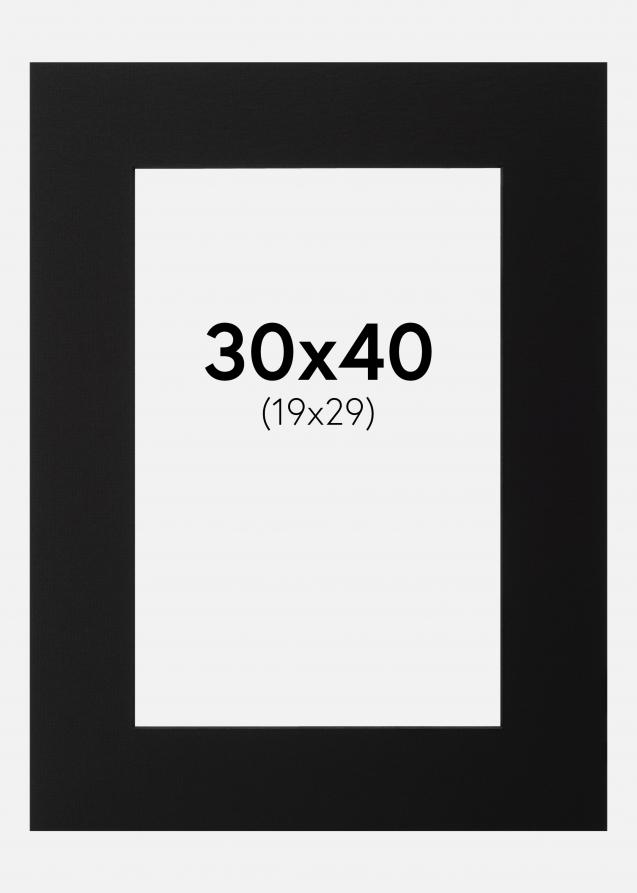 Passe-partout Noir (noyau noir) 30x40 cm (19x29)