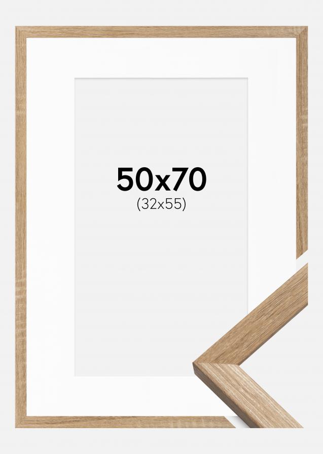 Cadre Fiorito Chêne Clair 50x70 cm - Passe-partout Blanc 33x56 cm