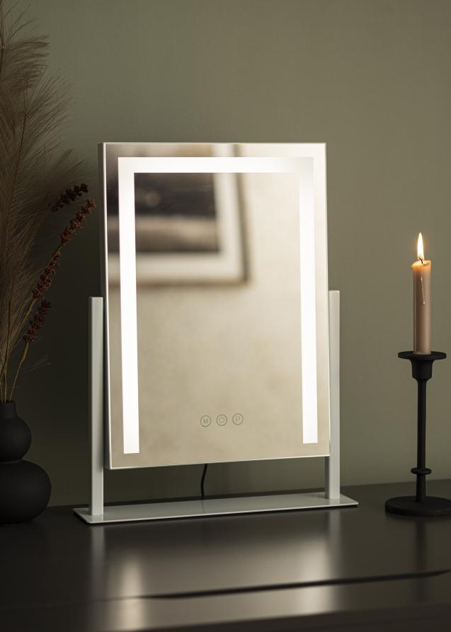 KAILA Miroir de maquillage Stand LED Blanc 30x41 cm
