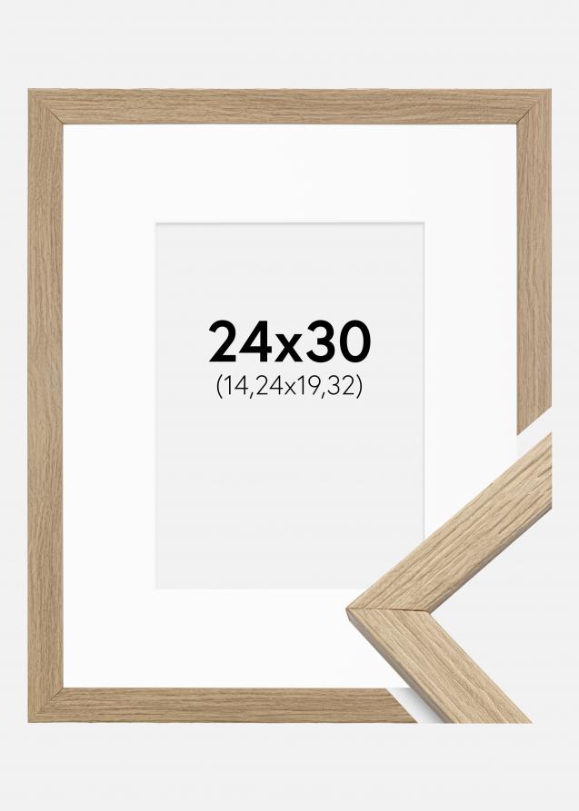Cadre Stilren Verre acrylique Chêne 24x30 cm - Passe-partout Blanc 6x8 pouces