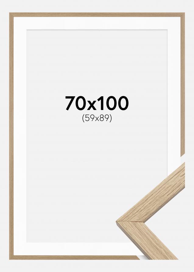 Cadre Stilren Verre acrylique Chêne 70x100 cm - Passe-partout Blanc 60x90 cm