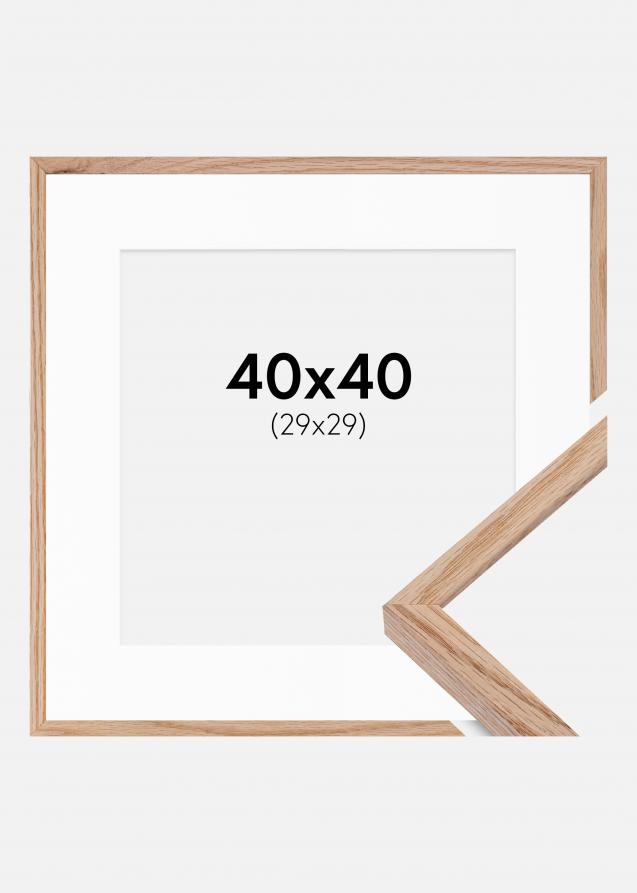 Cadre E-Line Chêne 40x40 cm - Passe-partout Blanc 30x30 cm