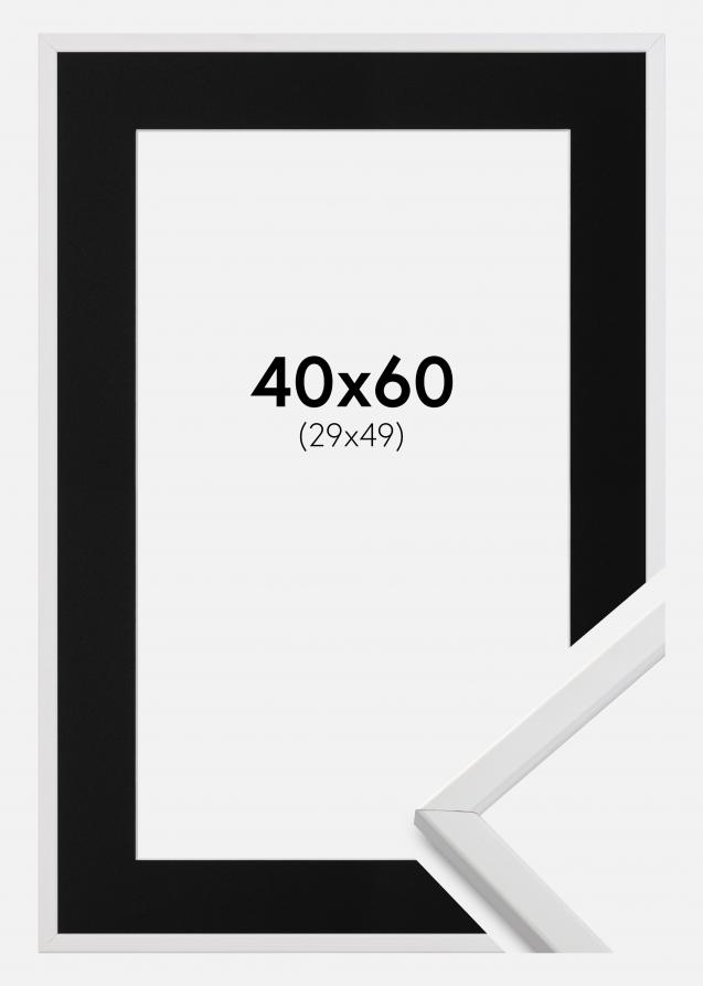 Cadre Galant Blanc 40x60 cm - Passe-partout Noir 30x50 cm