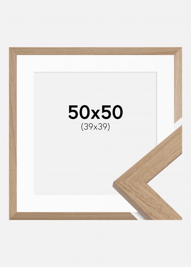 Cadre Trendline Chêne 50x50 cm - Passe-partout Blanc 40x40 cm