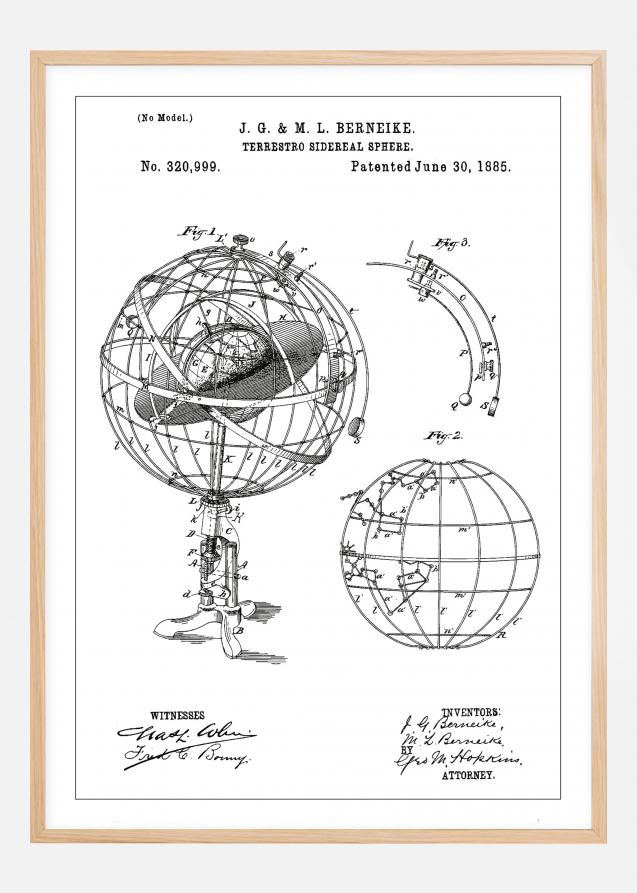 Dessin de brevet - Modèle astronomique - Blanc Poster