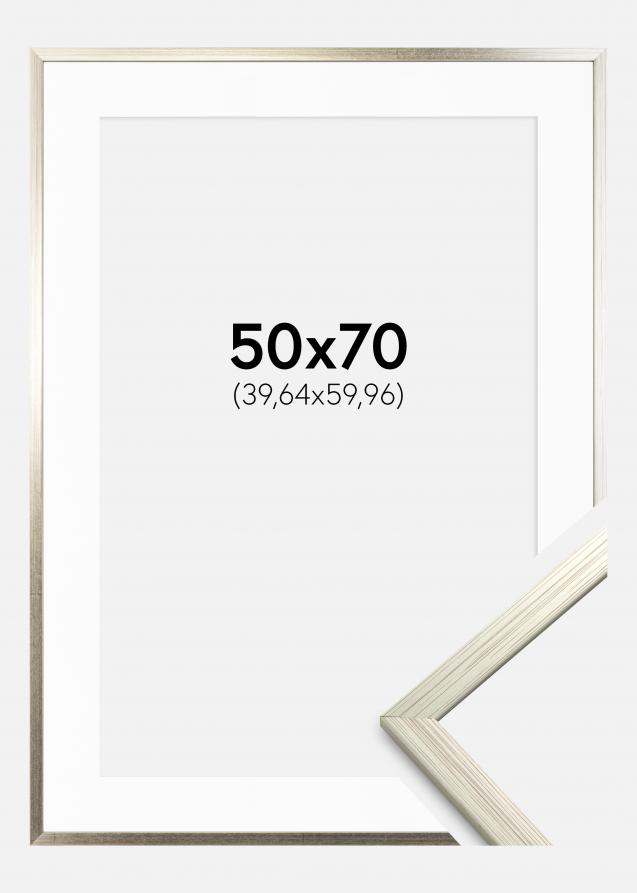 Cadre Edsbyn Argent 50x70 cm - Passe-partout Blanc 16x24 inches