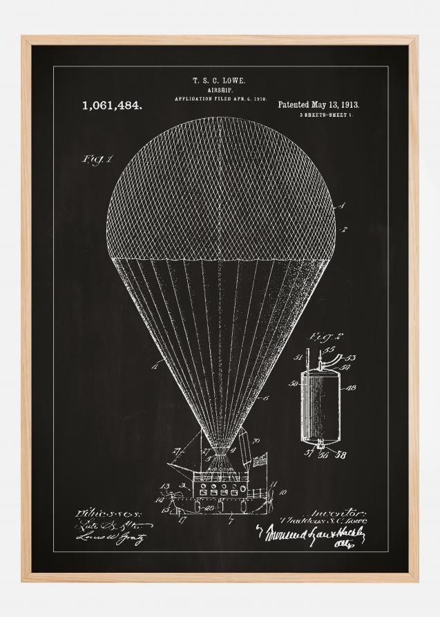 Dessin de brevet - Ballon dirigeable - Noir Poster