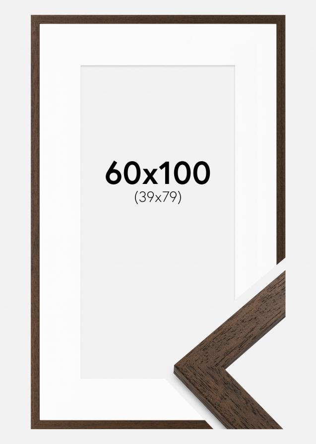Cadre Brown Wood 60x100 cm - Passe-partout Blanc 40x80 cm