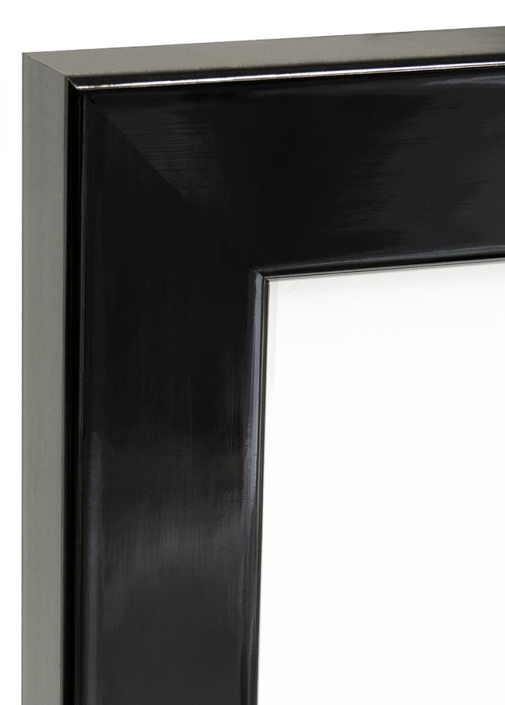 Cadre Uppsala Noir Trs brillant 50x60 cm - Passe-partout Blanc 40x50 cm