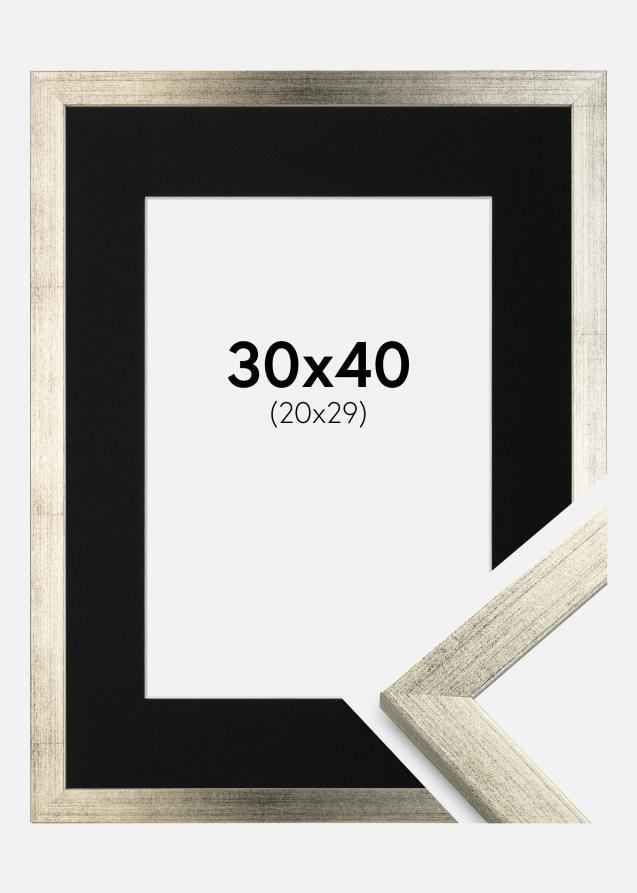 Cadre Stilren Argent 30x40 cm - Passe-partout Noir 21x30 cm
