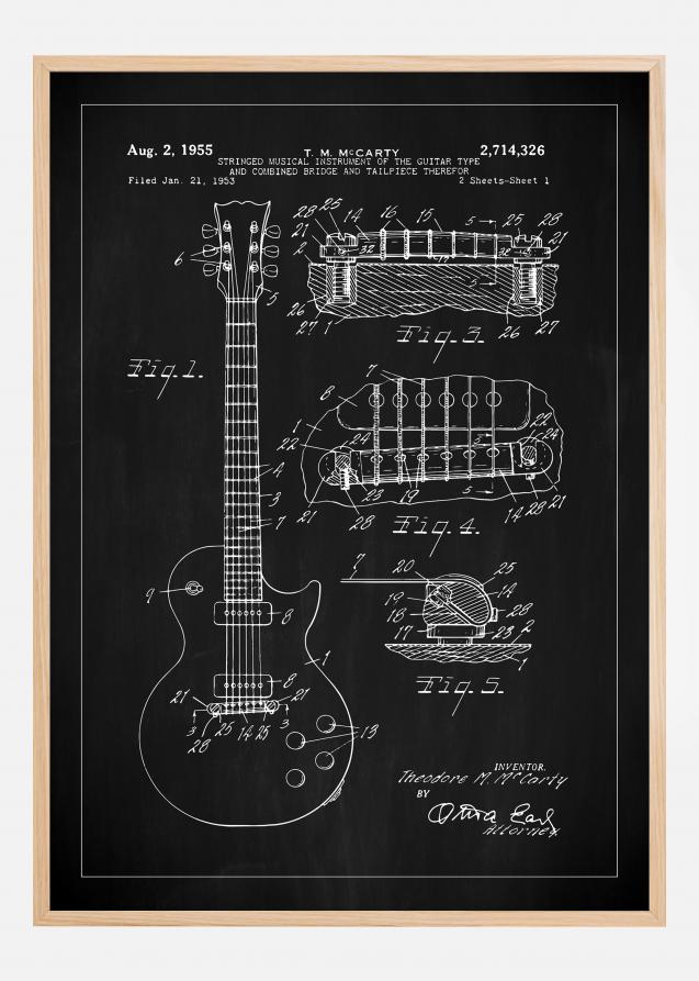 Dessin de brevet - Guitare électrique I - Noir Poster