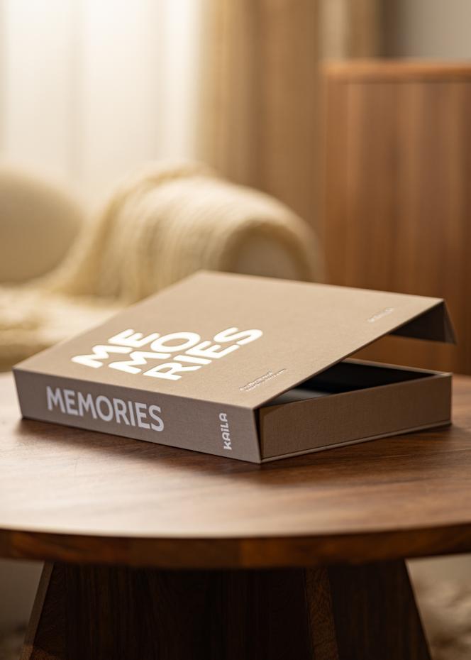 KAILA MEMORIES Grey/White - Coffee Table Photo Album (60 Pages Noires)