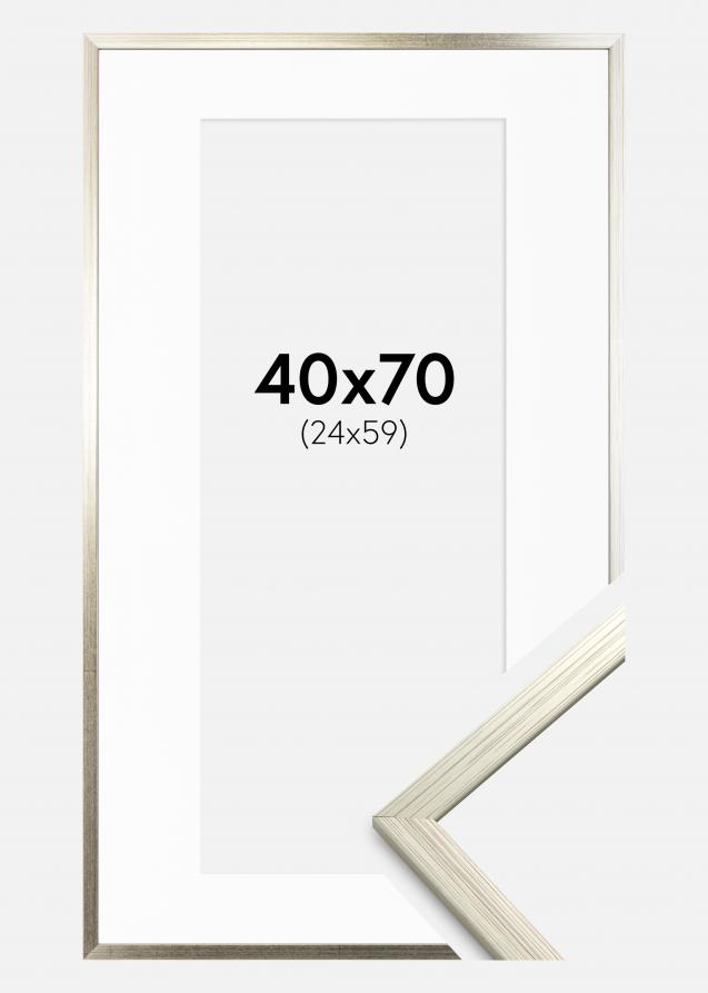 Cadre Edsbyn Argent 40x70 cm - Passe-partout Blanc 25x60 cm