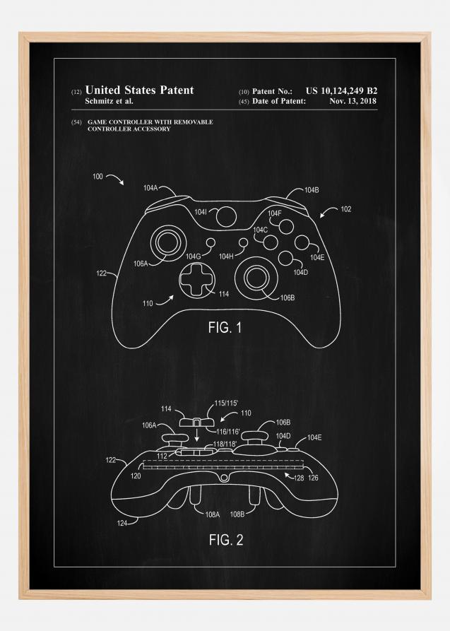 Patent Print - Game Controller III - Black Poster