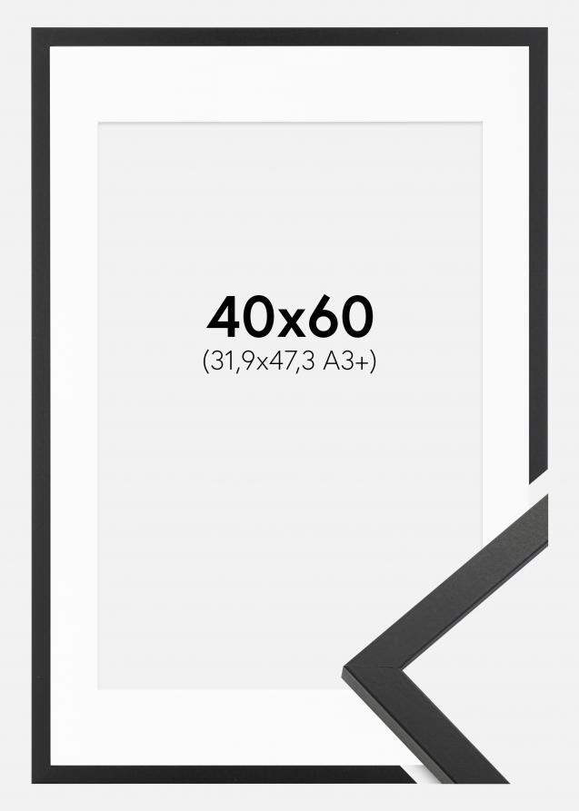 Cadre Trendy Noir 40x60 cm - Passe-partout Blanc 32,9x48,3 cm (A3+)