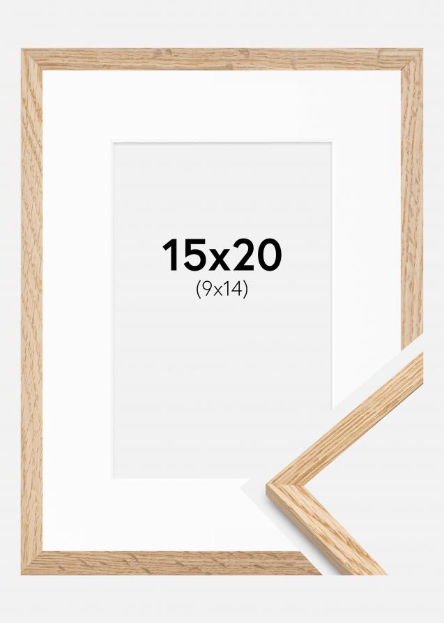 Cadre Mince Chêne 15x20 cm - Passe-partout Blanc 10x15 cm