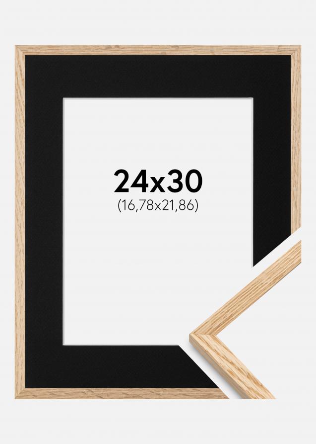 Cadre Mince Chêne 24x30 cm - Passe-partout Noir 7x9 inches