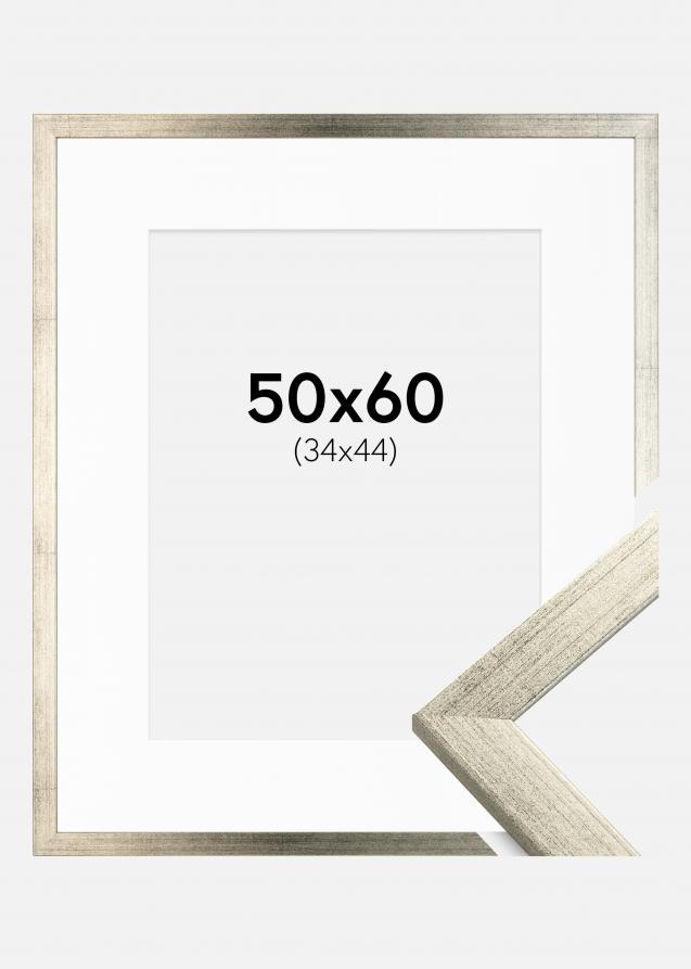 Cadre Stilren Argent 50x60 cm - Passe-partout Blanc 35x45 cm