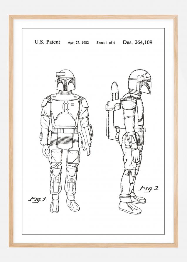 Dessin de brevet - Star Wars - Boba Fett - Blanc Poster
