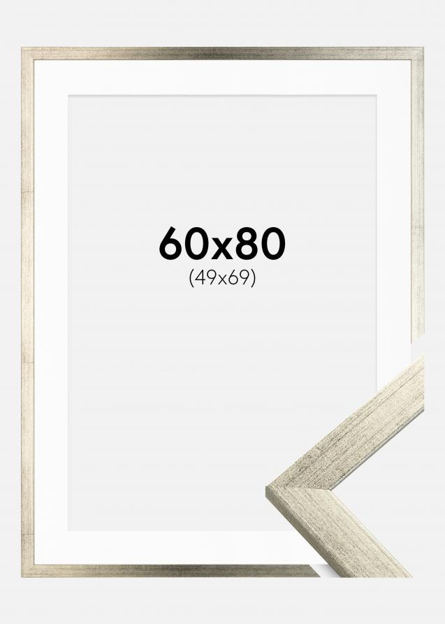 Cadre Stilren Argent 60x80 cm - Passe-partout Blanc 50x70 cm